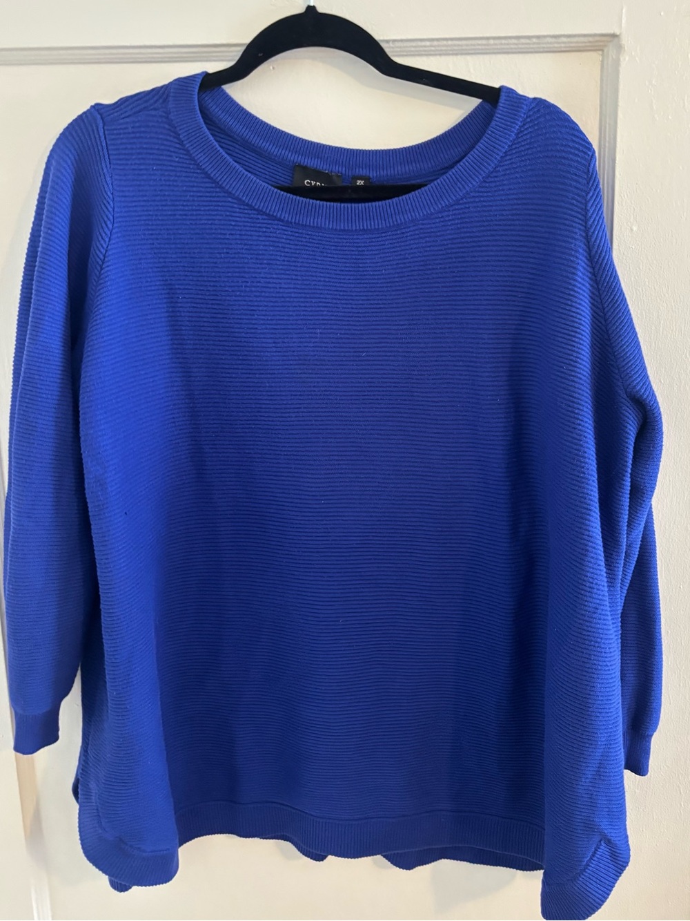 Cyrus Royal Blue Ribbed Crewneck Sweater